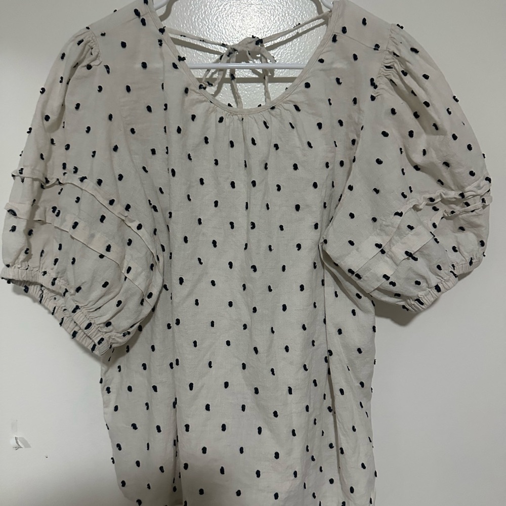 Madewell Women's Cream Puff Sleeve Polka Dot Top